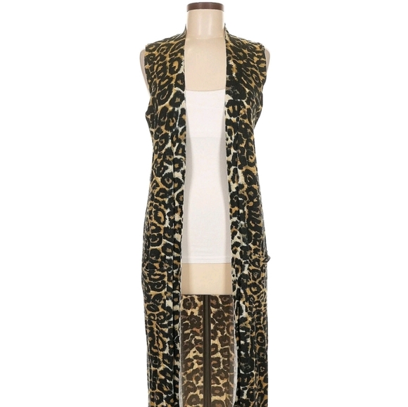 Catherine Malandrino Leopard Print Duster Vest, NEW W Tags, Small, Deep Pockets - Picture 10 of 14